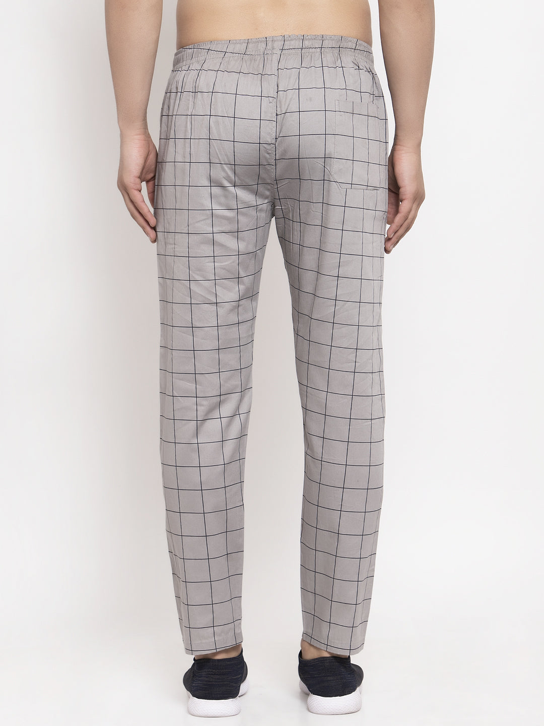 Jainish Men's Grey Checked Cotton Track Pants ( JOG 012Grey ) - Swadesiicart