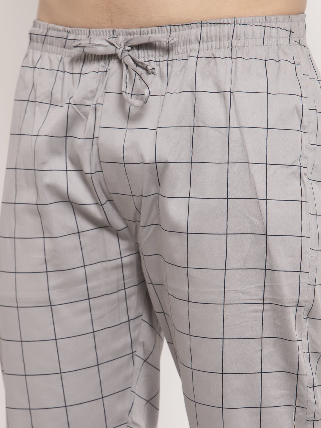 Jainish Men's Grey Checked Cotton Track Pants ( JOG 012Grey ) - Swadesiicart