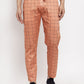 Jainish Men's Orange Checked Cotton Track Pants ( JOG 012Orange ) - Swadesiicart