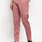 Jainish Men's Peach Checked Cotton Track Pants ( JOG 012Peach ) - Swadesiicart