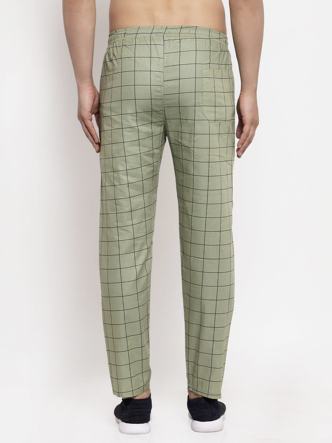 Jainish Men's Green Checked Cotton Track Pants ( JOG 012Pista ) - Swadesiicart