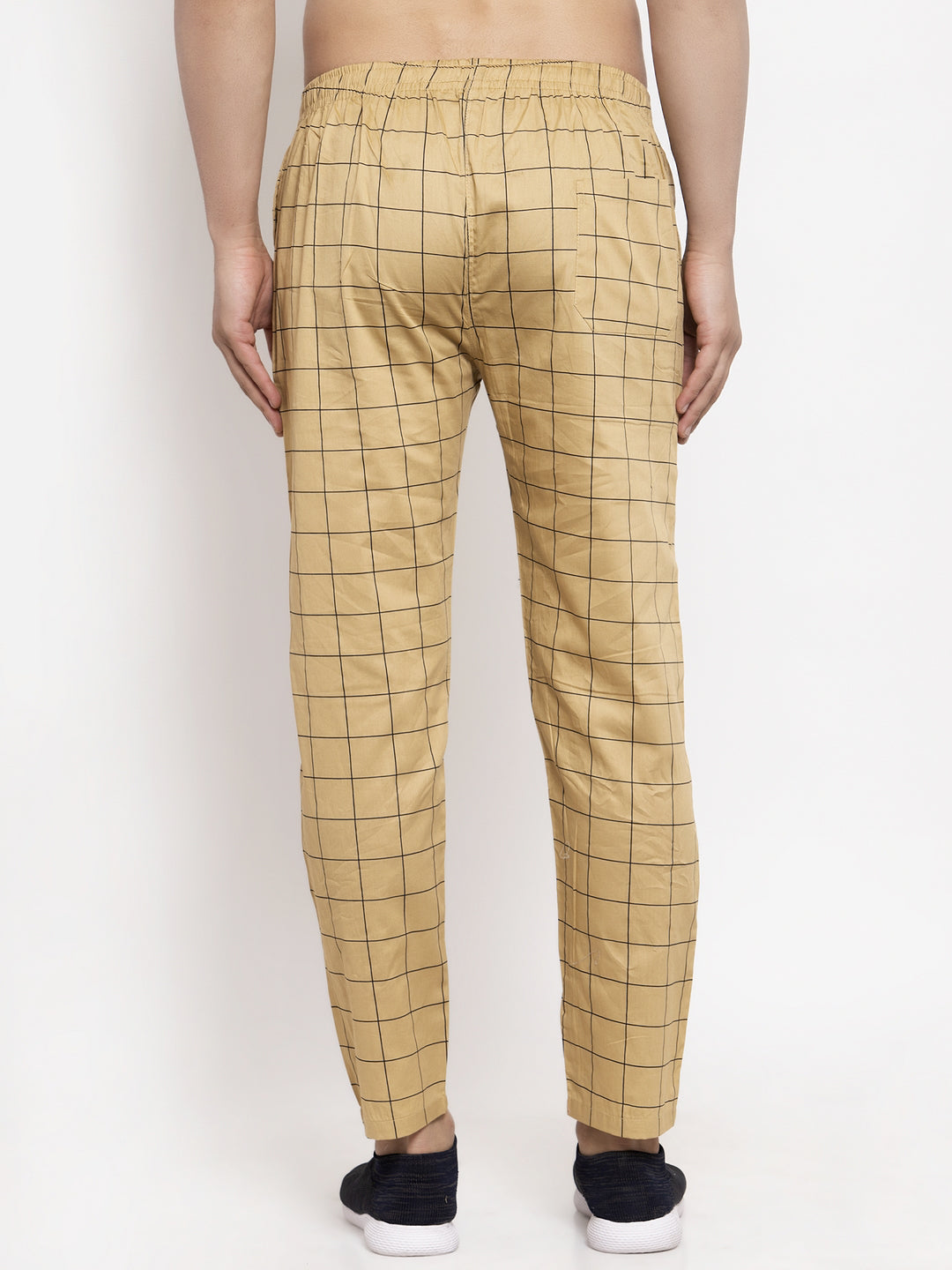 Jainish Men's Rust Checked Cotton Track Pants ( JOG 012Rust ) - Swadesiicart