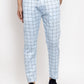 Jainish Men's Blue Checked Cotton Track Pants ( JOG 012Sky ) - Swadesiicart