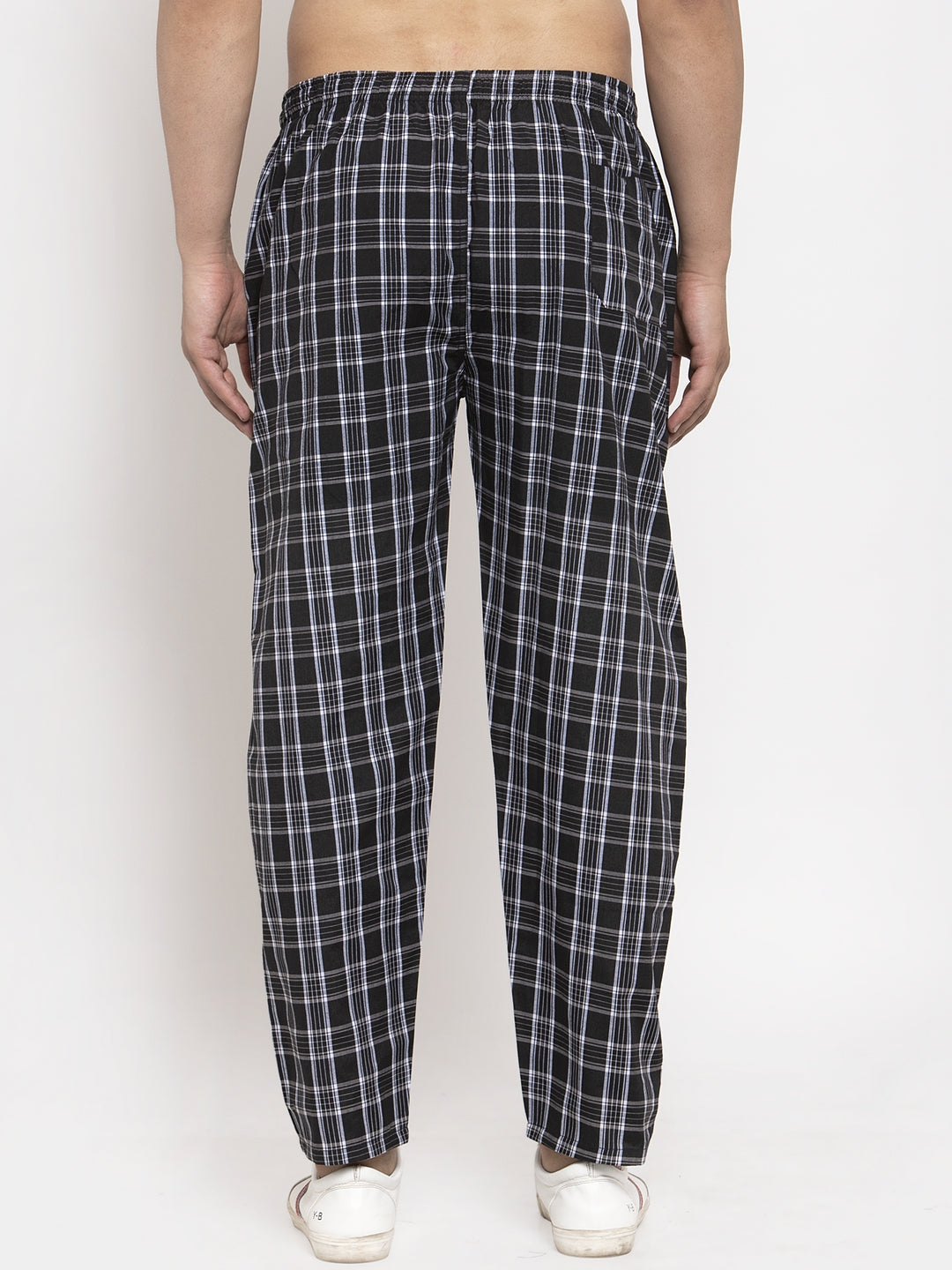 Jainish Men's Black Checked Cotton Track Pants ( JOG 013Black ) - Swadesiicart