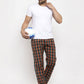 Jainish Men's Orange Checked Cotton Track Pants ( JOG 013Orange ) - Swadesiicart