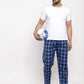Jainish Men's Blue Checked Cotton Track Pants ( JOG 013Royal-Blue ) - Swadesiicart