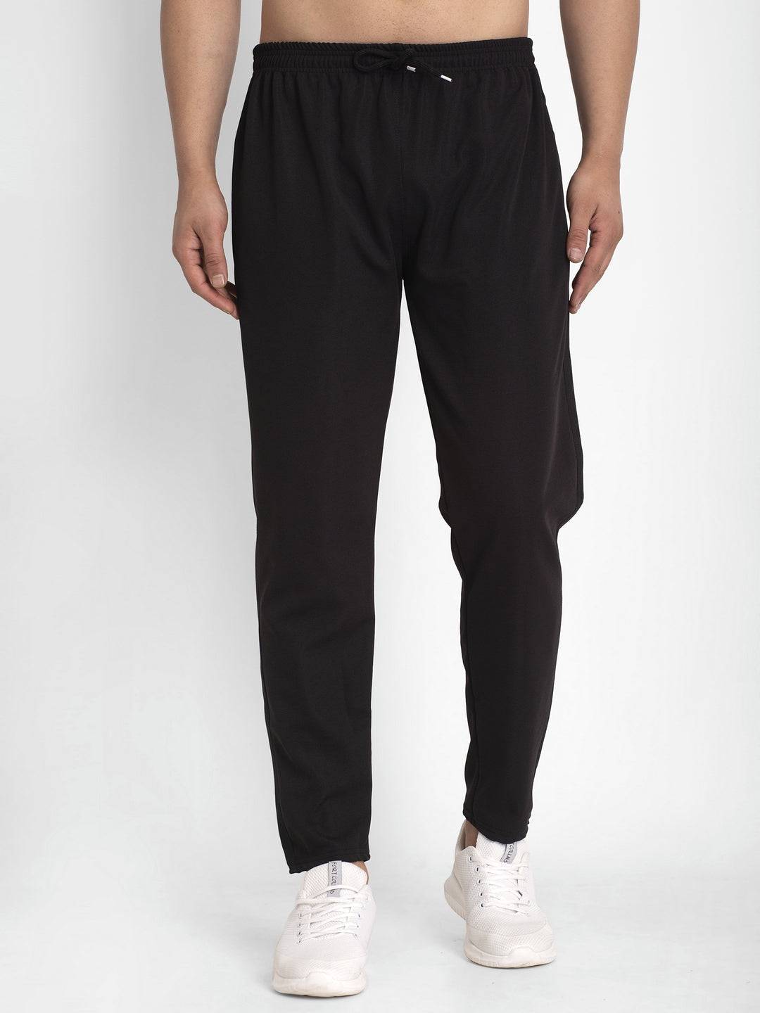 Jainish Men's Black Solid Track Pants ( JOG 014Black ) - Swadesiicart