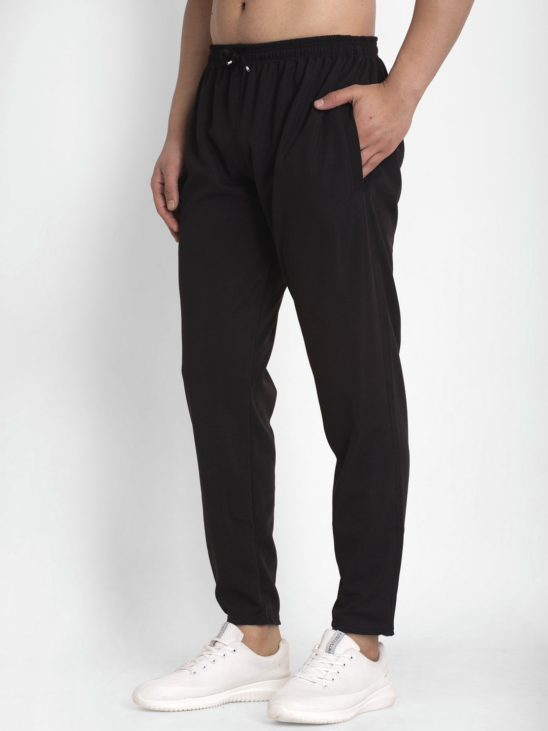 Jainish Men's Black Solid Track Pants ( JOG 014Black ) - Swadesiicart
