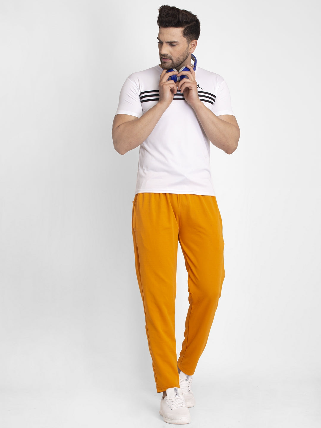Jainish Men's Mustard Solid Track Pants ( JOG 014Mustard ) - Swadesiicart
