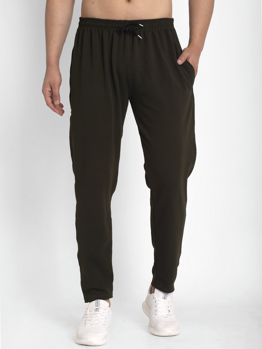 Jainish Men's Olive Solid Track Pants ( JOG 014Olive ) - Swadesiicart