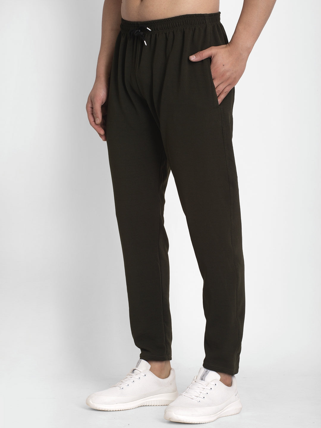 Jainish Men's Olive Solid Track Pants ( JOG 014Olive ) - Swadesiicart