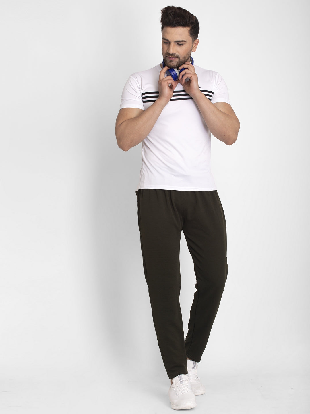 Jainish Men's Olive Solid Track Pants ( JOG 014Olive ) - Swadesiicart