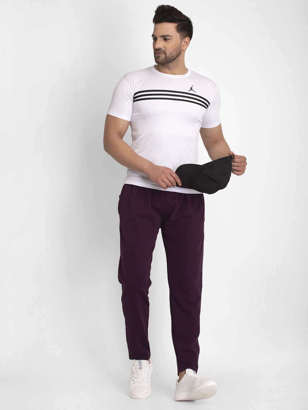Jainish Men's Purple Solid Track Pants ( JOG 014Purple ) - Swadesiicart