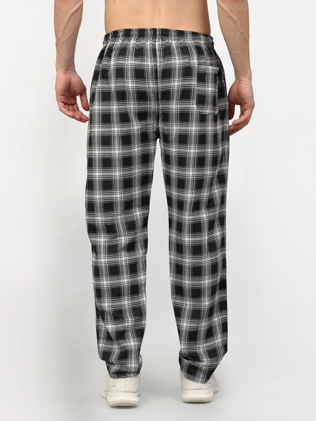 Jainish Men's Black Cotton Checked Track Pants ( JOG 016Black ) - Swadesiicart