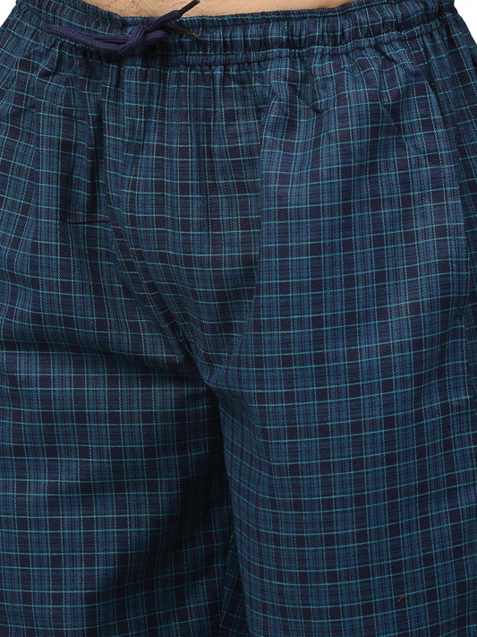 Jainish Men's Blue Cotton Checked Track Pants ( JOG 017Blue ) - Swadesiicart