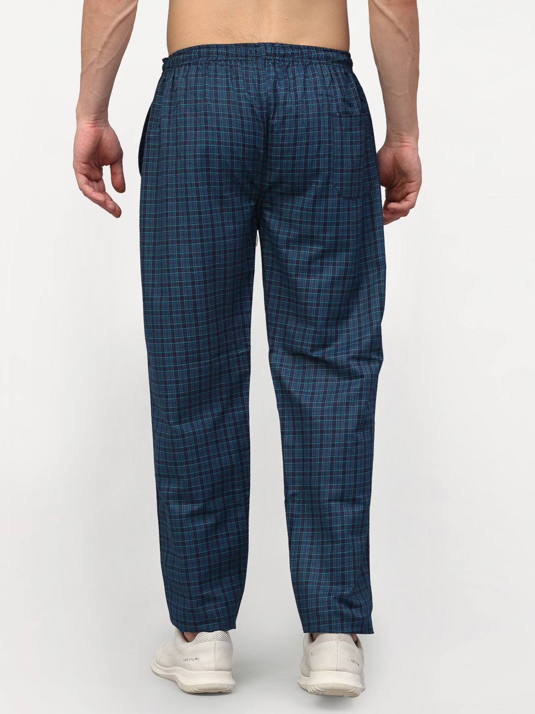 Jainish Men's Blue Cotton Checked Track Pants ( JOG 017Blue ) - Swadesiicart