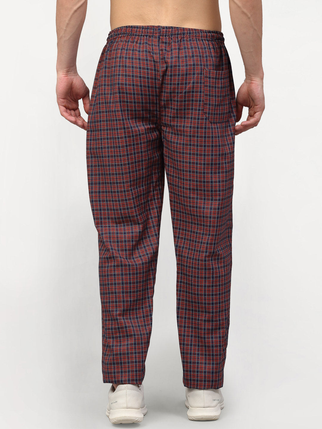 Jainish Men's Maroon Cotton Checked Track Pants ( JOG 017Maroon ) - Swadesiicart