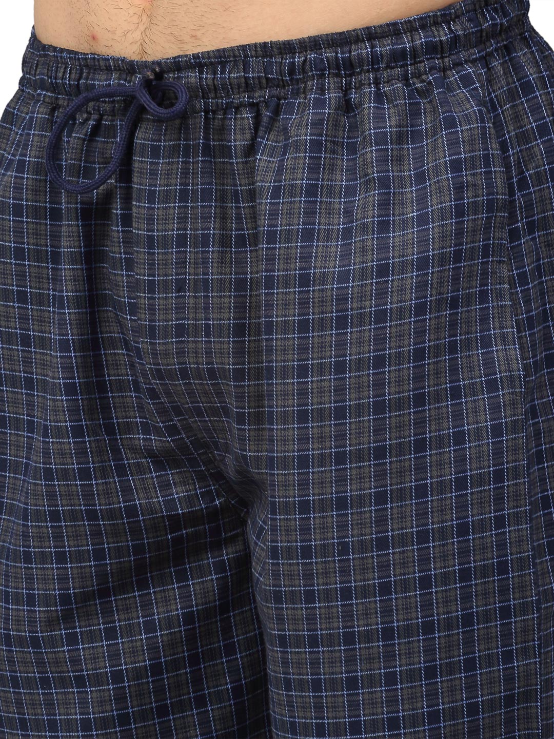 Jainish Men's Navy Blue Cotton Checked Track Pants ( JOG 017Navy-Grey ) - Swadesiicart