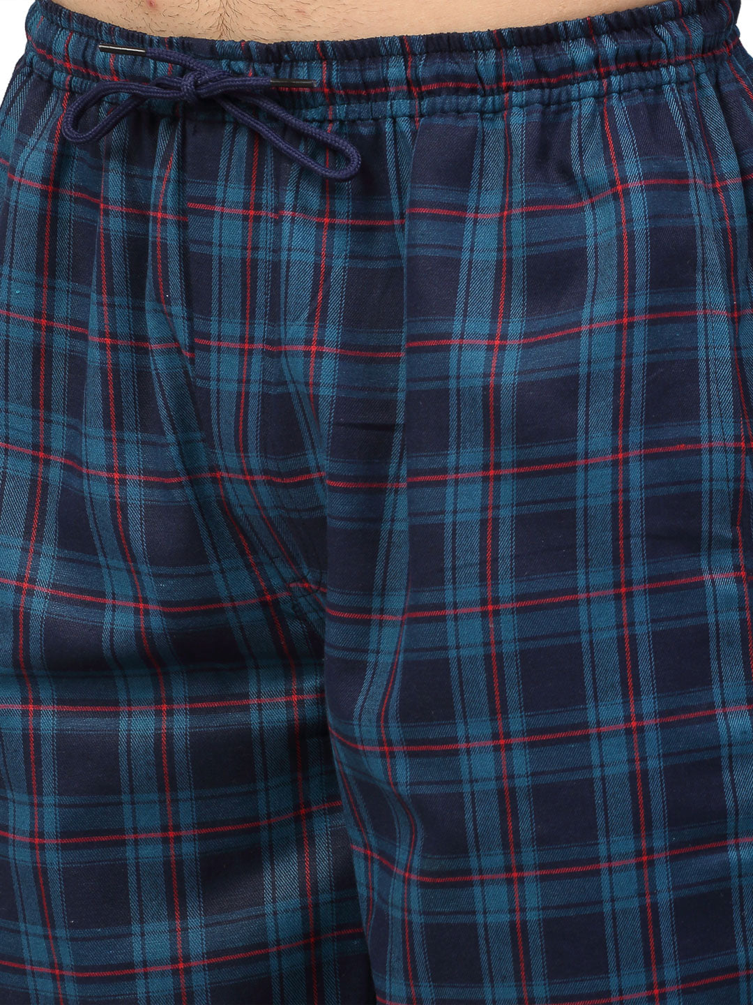Jainish Men's Blue Cotton Checked Track Pants ( JOG 018Blue ) - Swadesiicart