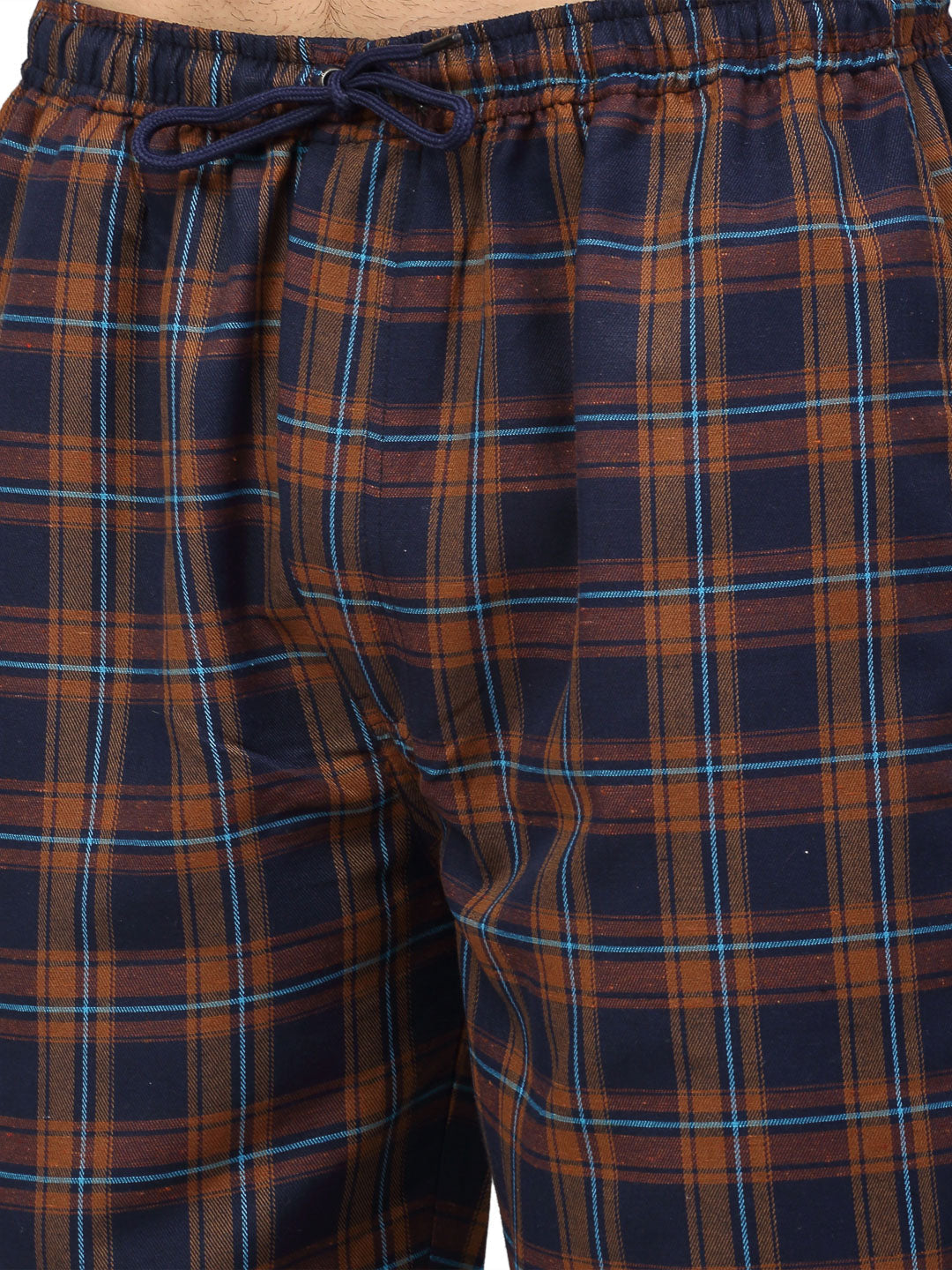 Jainish Men's Orange Cotton Checked Track Pants ( JOG 018Orange-Blue ) - Swadesiicart
