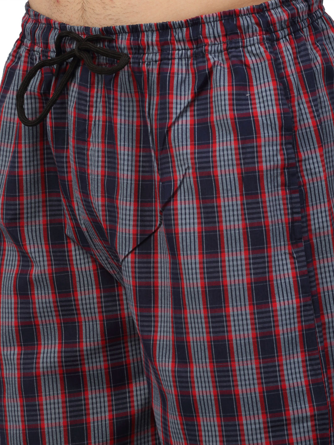 Jainish Men's Grey Cotton Checked Track Pants ( JOG 019Grey-Red ) - Swadesiicart