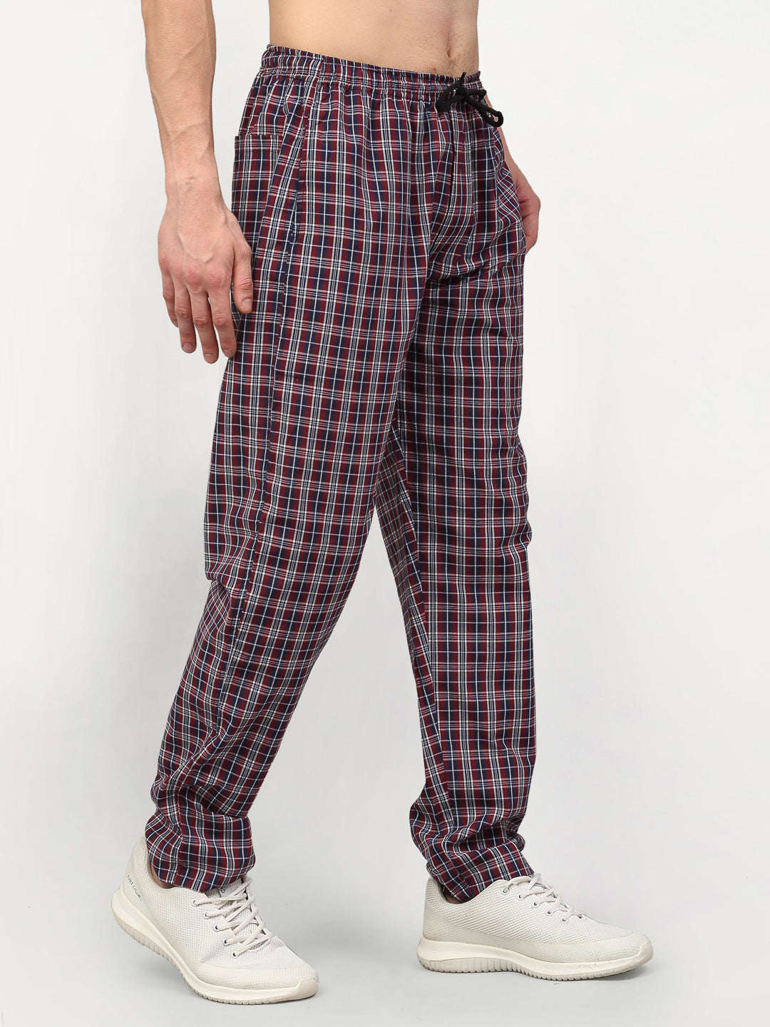 Jainish Men's Multicolor Cotton Checked Track Pants ( JOG 019Multi ) - Swadesiicart