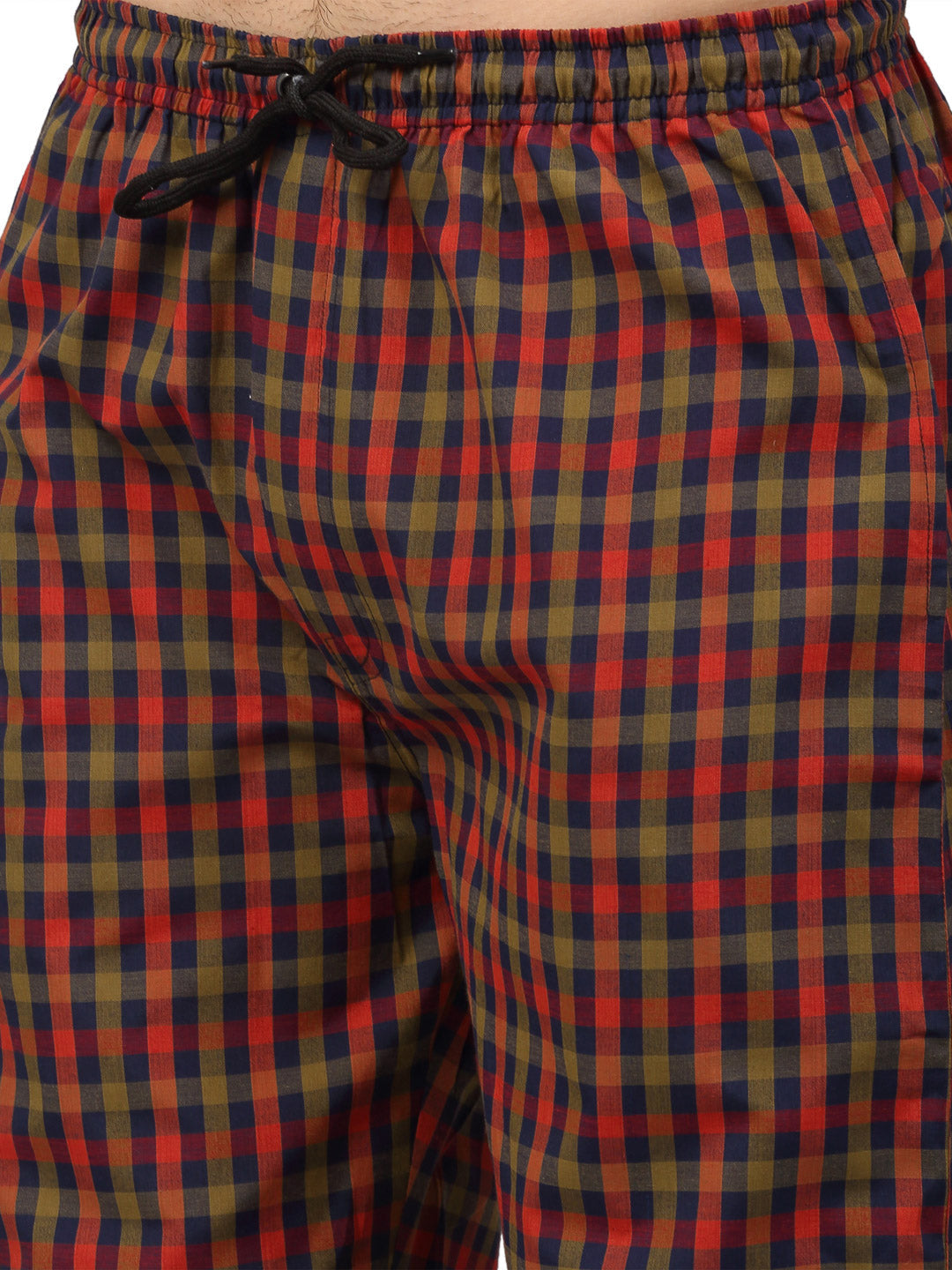 Jainish Men's Orange Cotton Checked Track Pants ( JOG 019Orange-Red ) - Swadesiicart