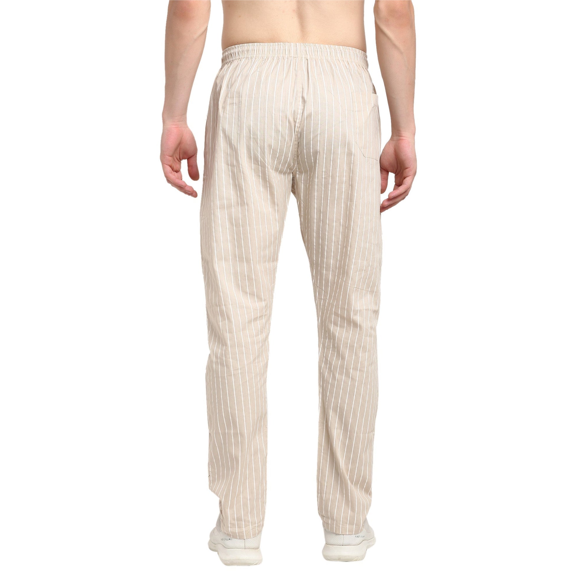 Jainish Men's Beige Cotton Striped Track Pants ( JOG 020Cream ) - Swadesiicart