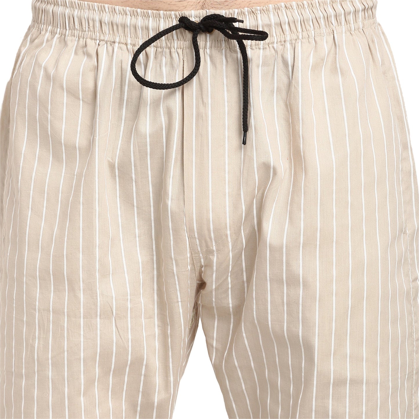 Jainish Men's Beige Cotton Striped Track Pants ( JOG 020Cream ) - Swadesiicart