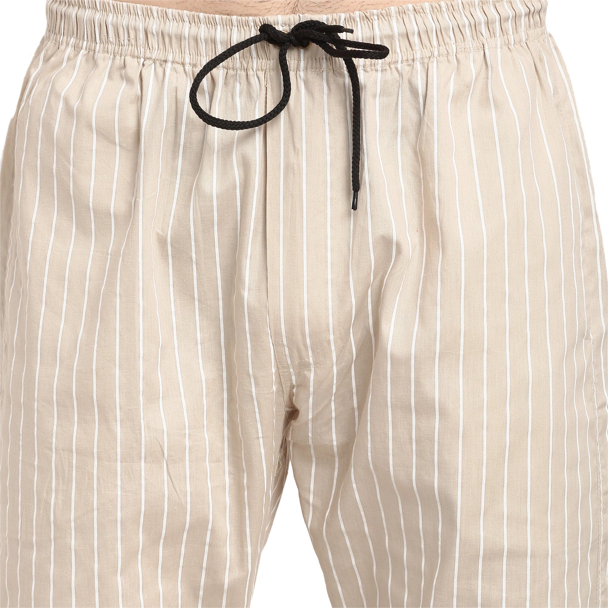 Jainish Men's Beige Cotton Striped Track Pants ( JOG 020Cream ) - Swadesiicart