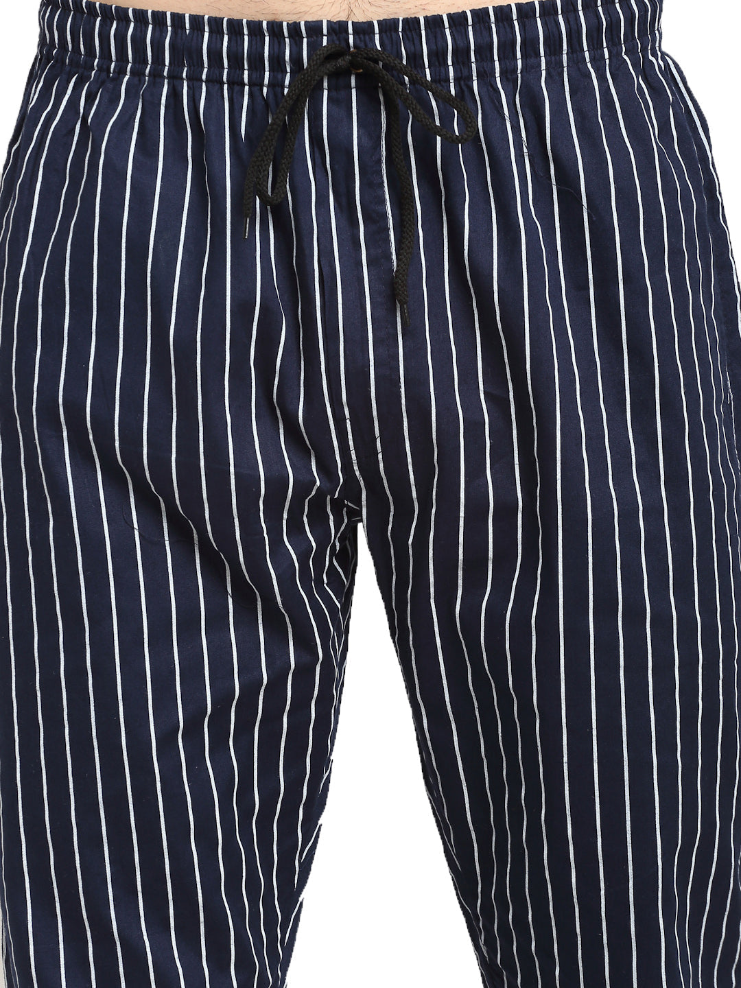 Jainish Men's Navy Blue Cotton Striped Track Pants ( JOG 020Navy ) - Swadesiicart