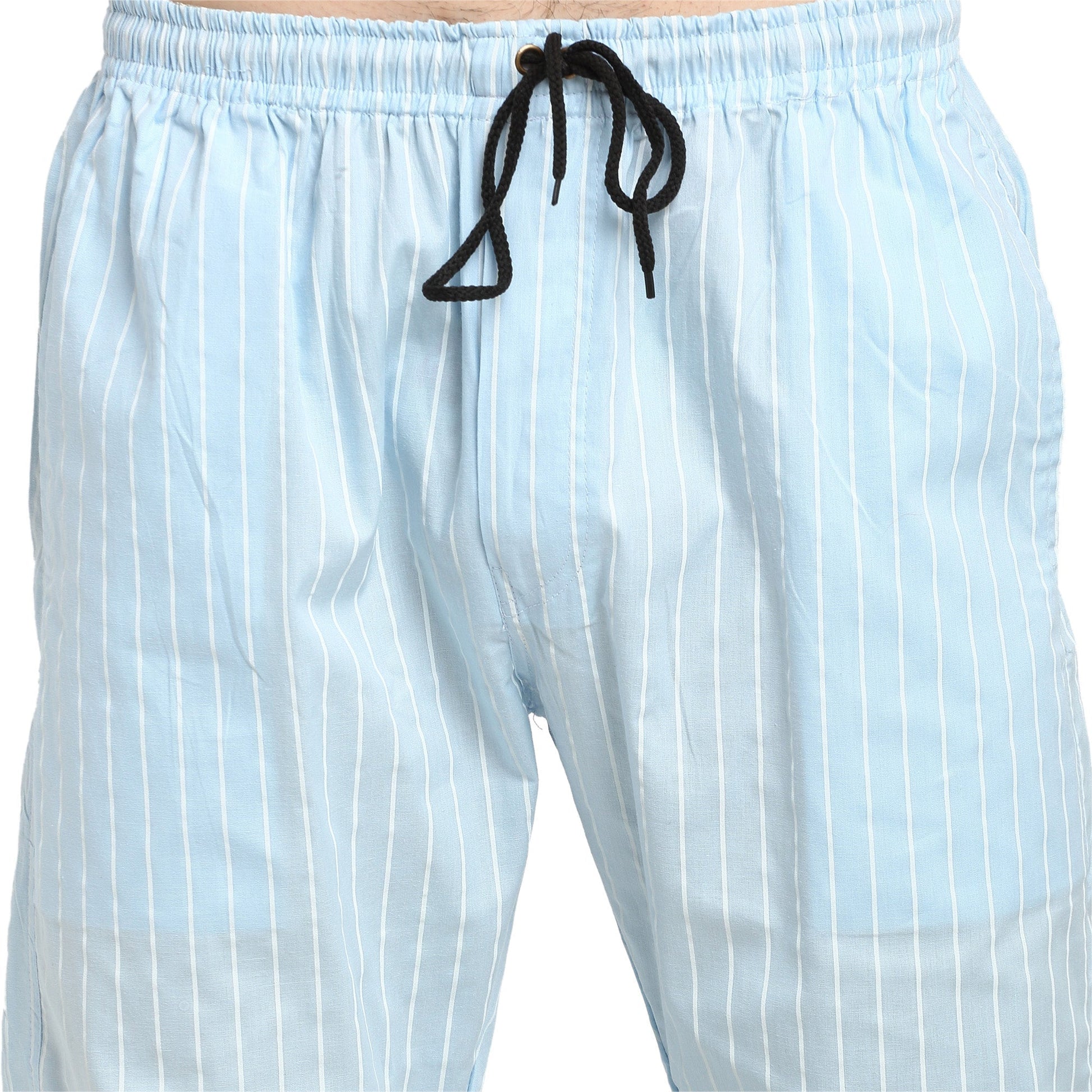 Jainish Men's Blue Cotton Striped Track Pants ( JOG 020Sky ) - Swadesiicart