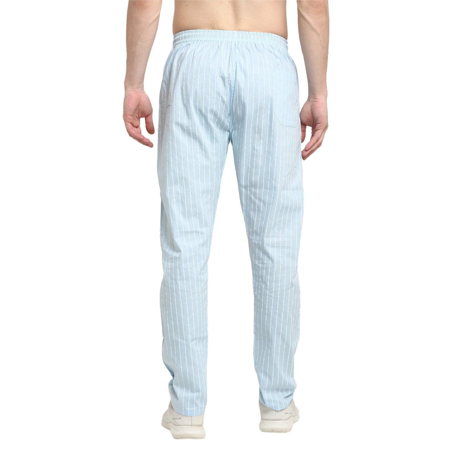 Jainish Men's Blue Cotton Striped Track Pants ( JOG 020Sky ) - Swadesiicart