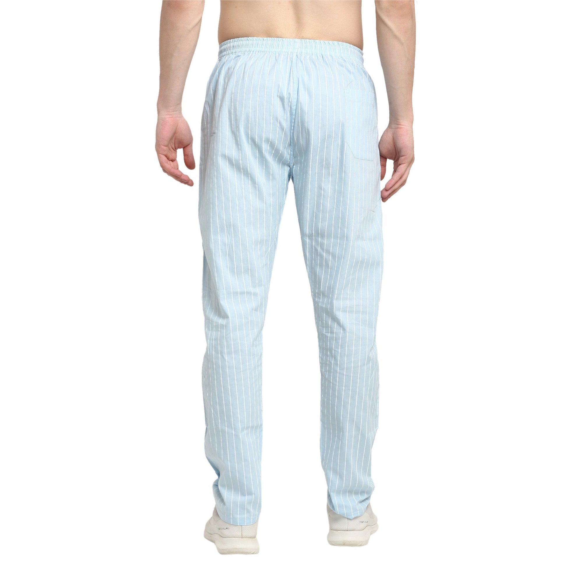 Jainish Men's Blue Cotton Striped Track Pants ( JOG 020Sky ) - Swadesiicart