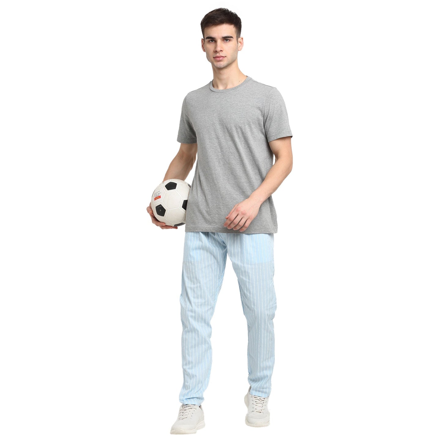 Jainish Men's Blue Cotton Striped Track Pants ( JOG 020Sky ) - Swadesiicart