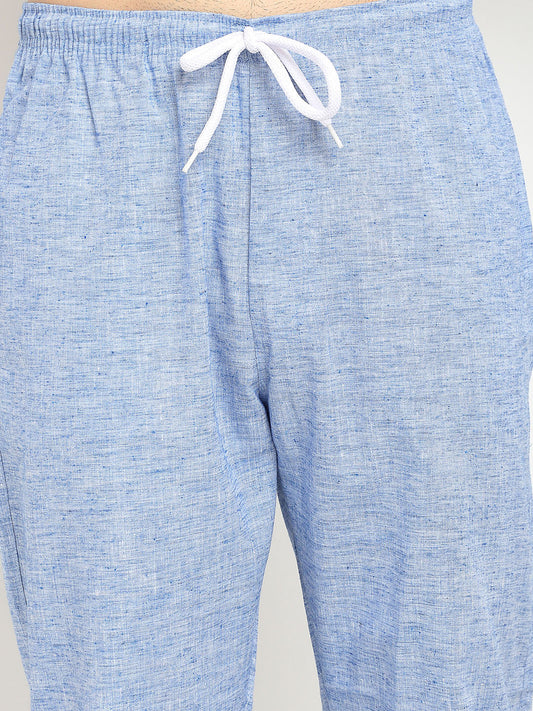 Jainish Men's Blue Linen Cotton Track Pants ( JOG 021Blue ) - Swadesiicart
