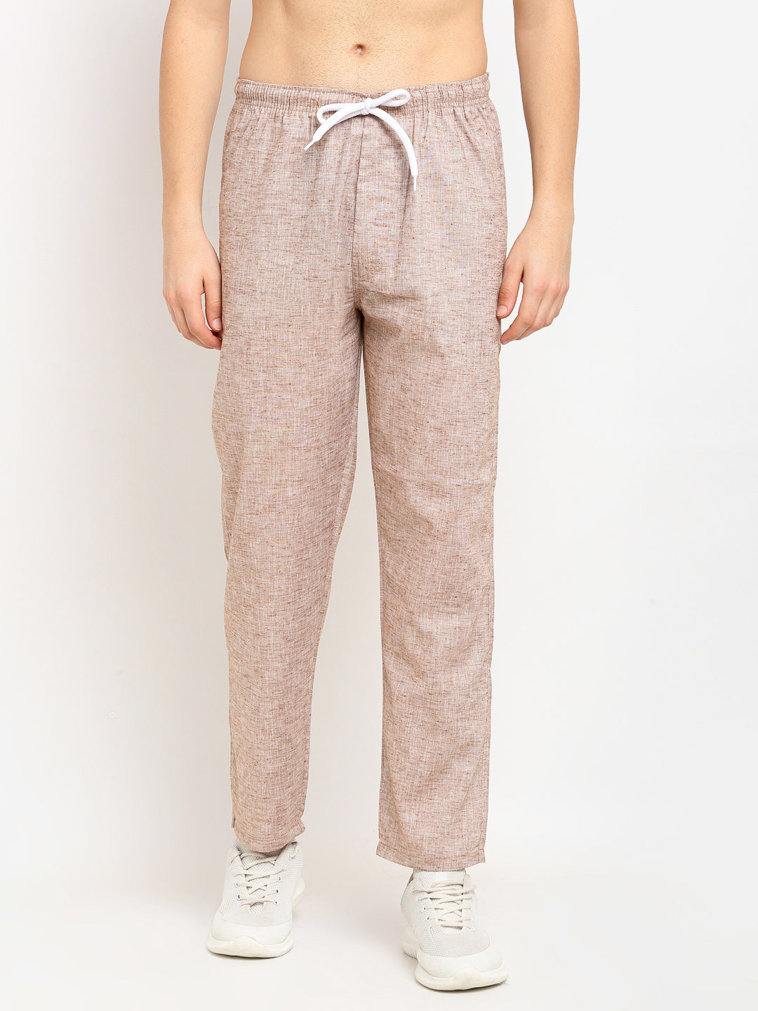 Jainish Men's Brown Linen Cotton Track Pants ( JOG 021Brown ) - Swadesiicart