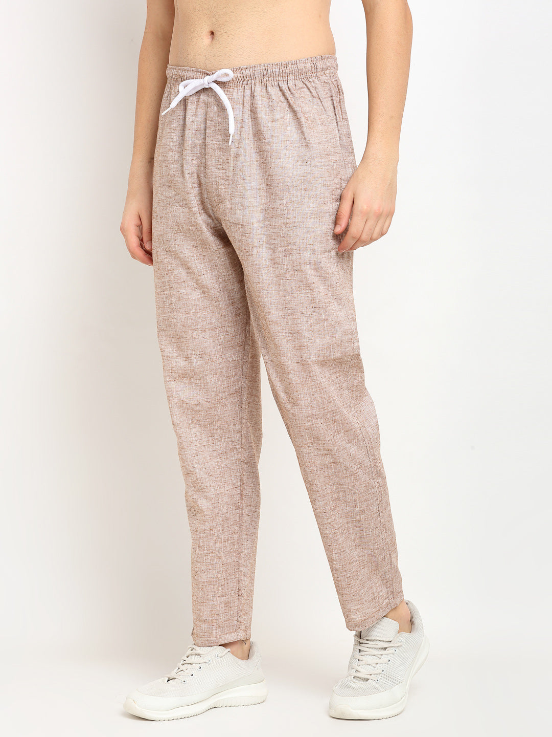 Jainish Men's Brown Linen Cotton Track Pants ( JOG 021Brown ) - Swadesiicart