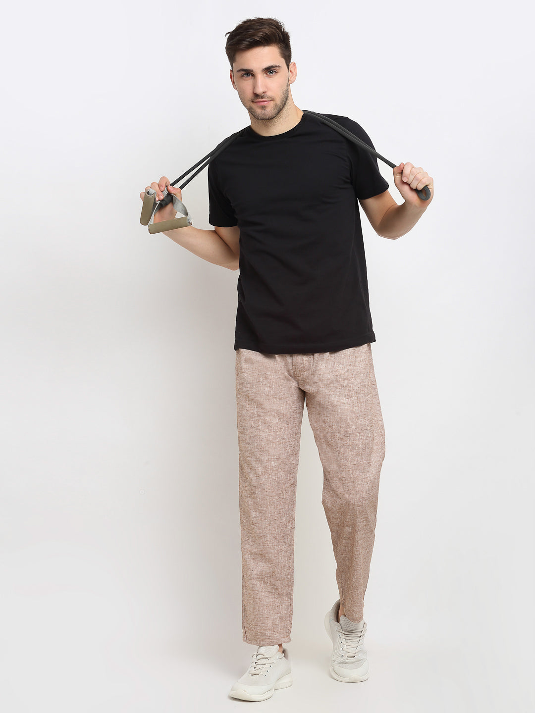 Jainish Men's Brown Linen Cotton Track Pants ( JOG 021Brown ) - Swadesiicart