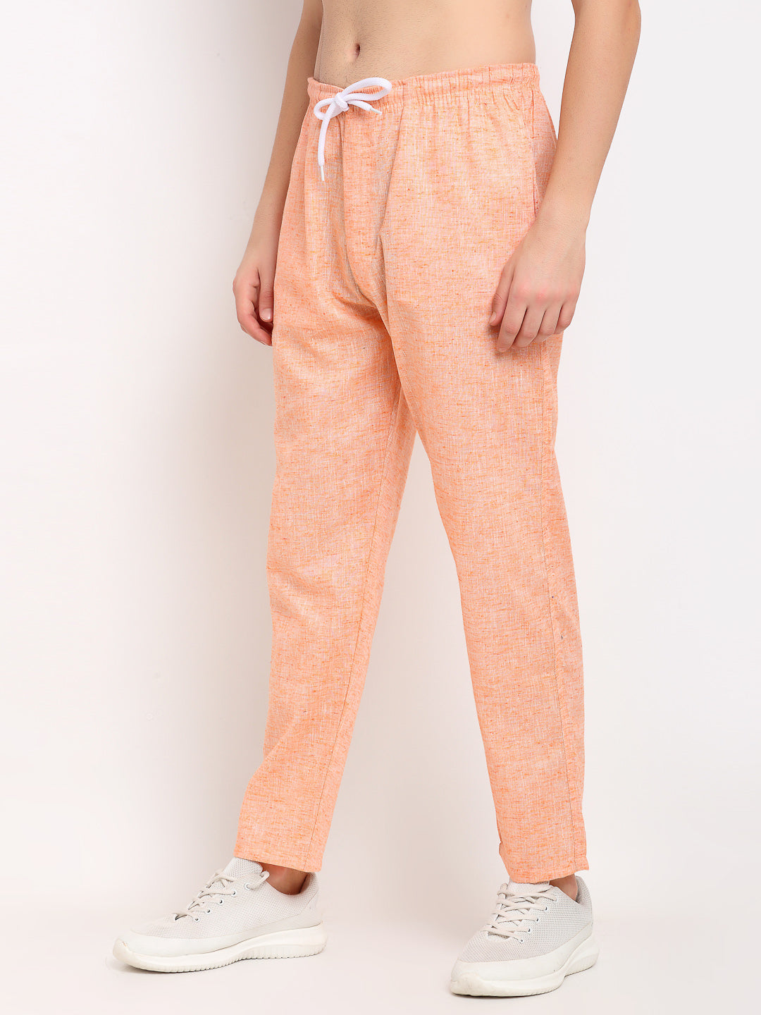 Jainish Men's Orange Linen Cotton Track Pants ( JOG 021Orange ) - Swadesiicart