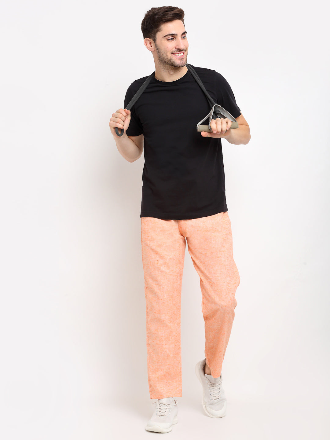 Jainish Men's Orange Linen Cotton Track Pants ( JOG 021Orange ) - Swadesiicart