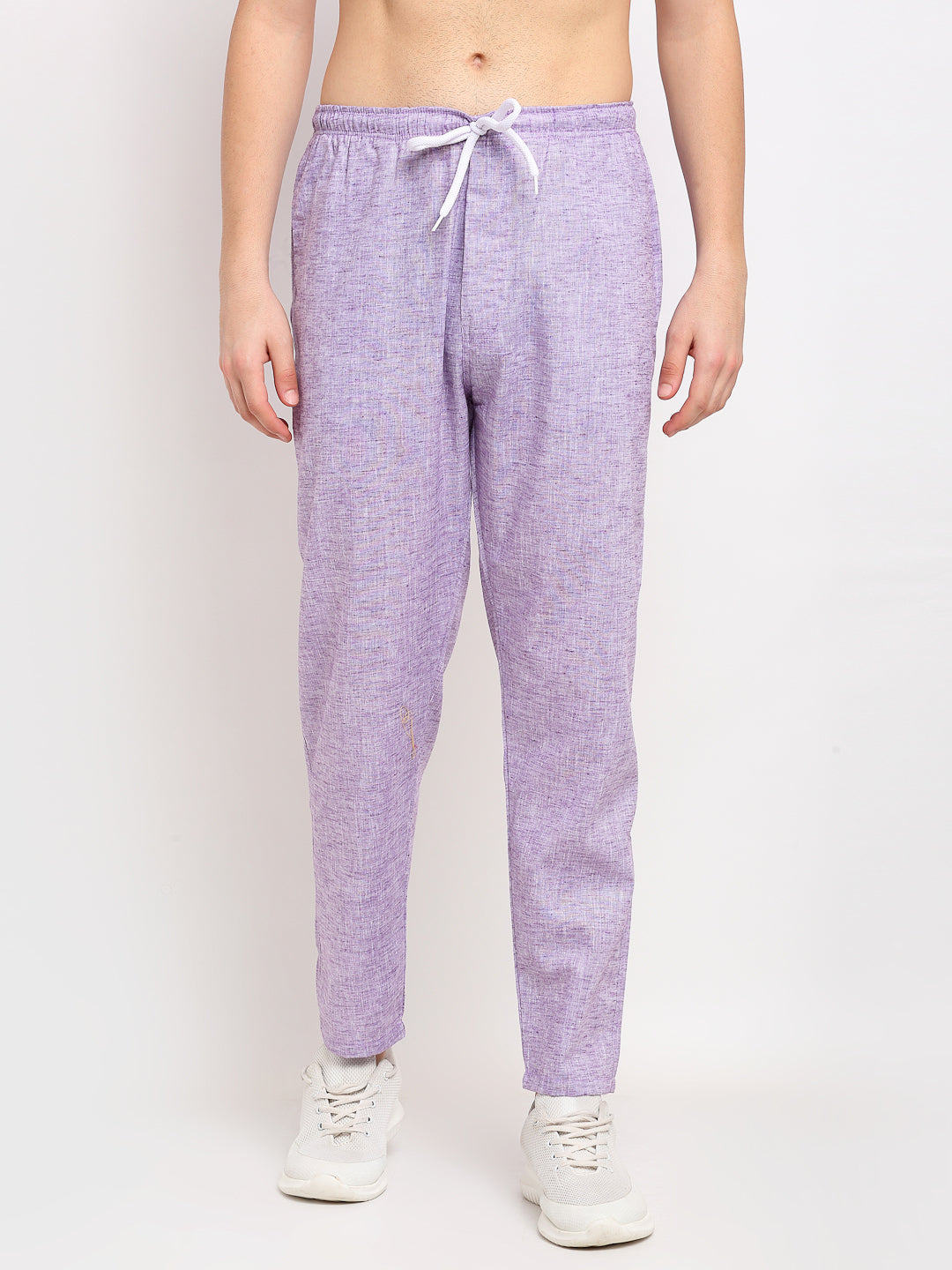 Jainish Men's Purple Linen Cotton Track Pants ( JOG 021Purple ) - Swadesiicart
