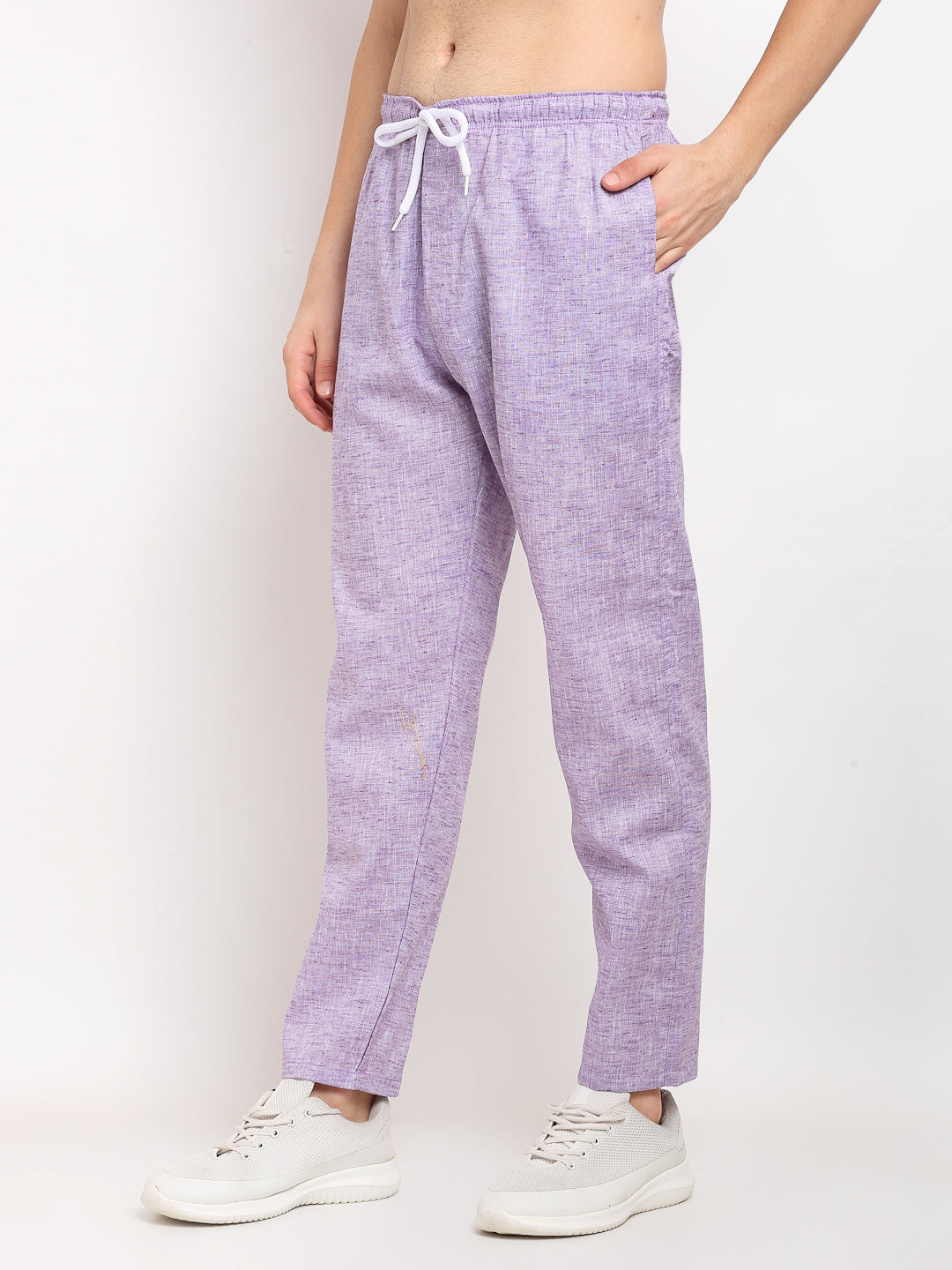 Jainish Men's Purple Linen Cotton Track Pants ( JOG 021Purple ) - Swadesiicart