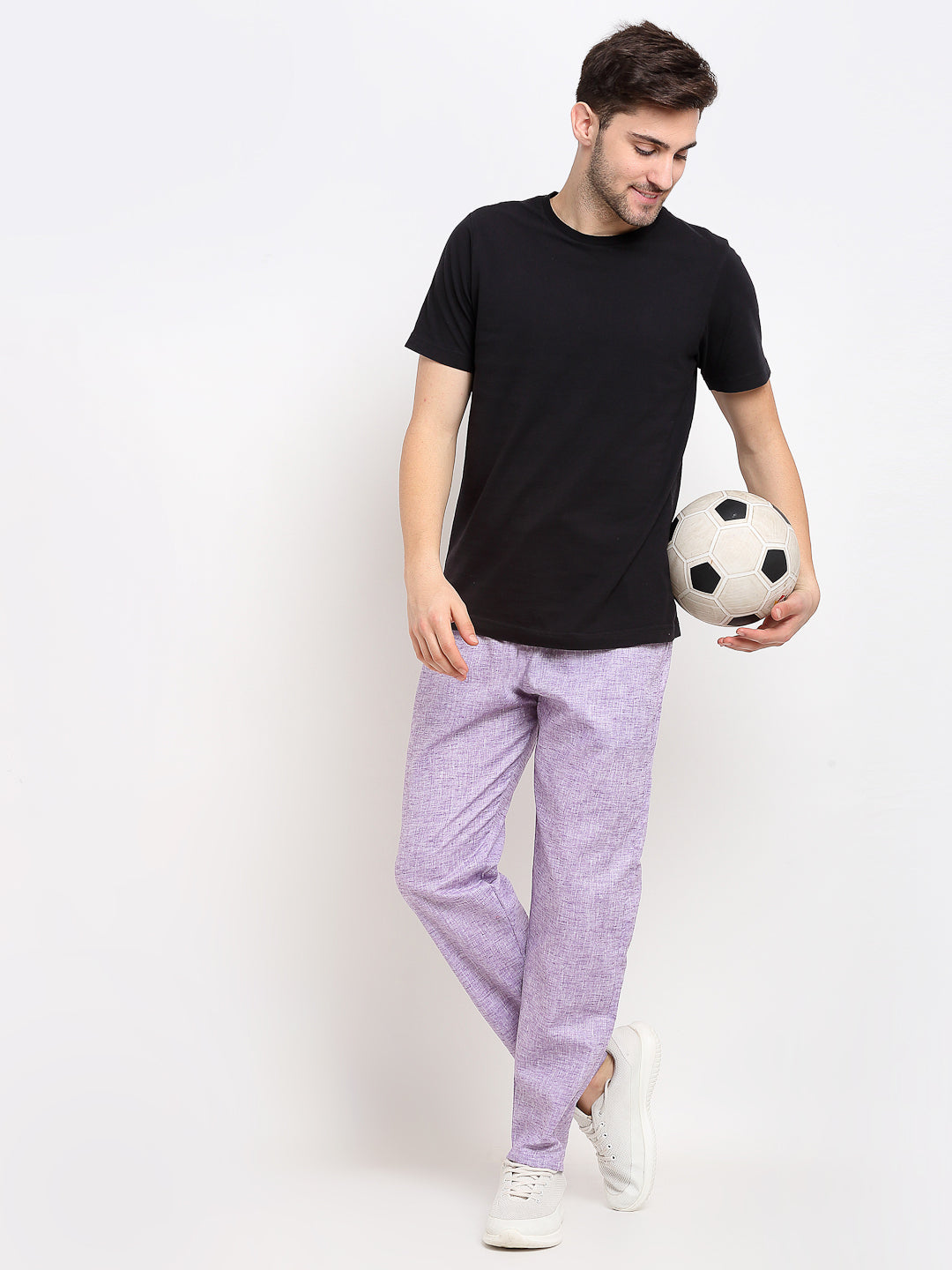 Jainish Men's Purple Linen Cotton Track Pants ( JOG 021Purple ) - Swadesiicart