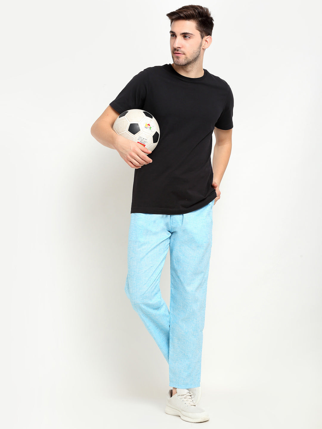 Jainish Men's Blue Linen Cotton Track Pants ( JOG 021Sky ) - Swadesiicart