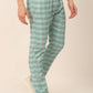 Jainish Men's Checked Cotton Track Pants - Green - Swadesiicart