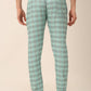 Jainish Men's Checked Cotton Track Pants - Green - Swadesiicart