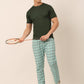 Jainish Men's Checked Cotton Track Pants - Green - Swadesiicart