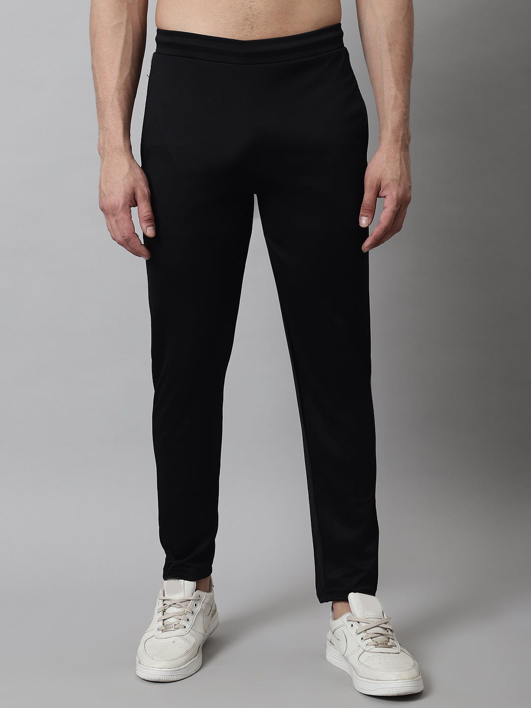 Jainish Men's Black Solid Streachable Lycra Trackpants - Swadesiicart