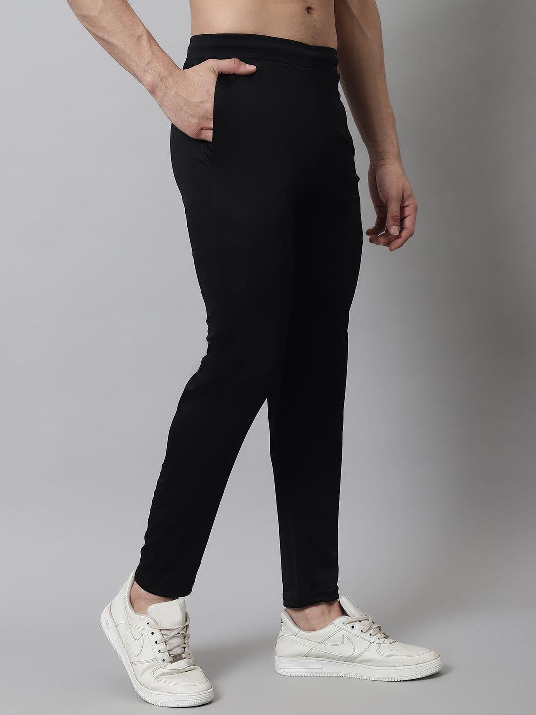 Jainish Men's Black Solid Streachable Lycra Trackpants - Swadesiicart